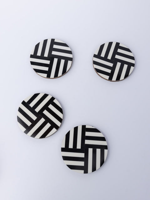 Striped Resin Coasters - Set of 4