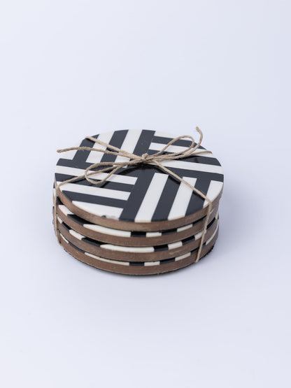 0215-Striped Resin Coasters - Set of 4