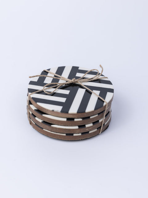 Striped Resin Coasters - Set of 4