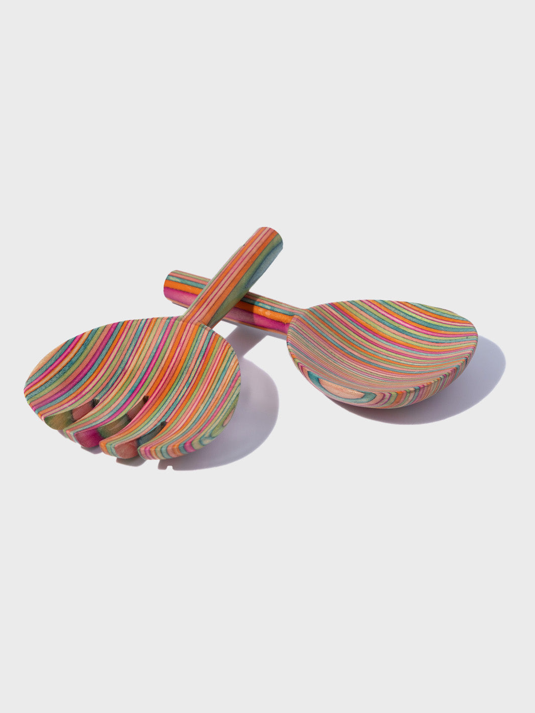 Stripe Wooden Salad Servers