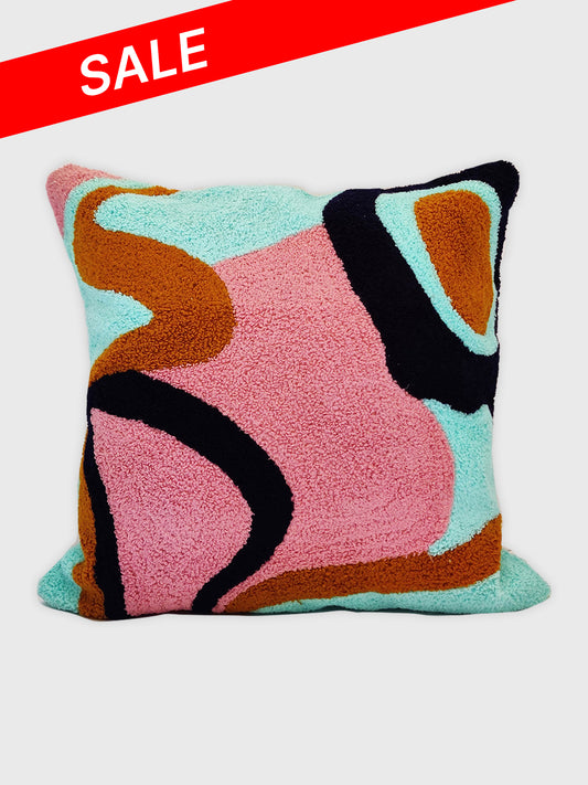 0215-Swoosh Aari Cushion Cover - Multicolour