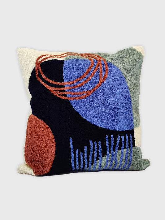 Swirl Aari Cushion Cover - Multicolour