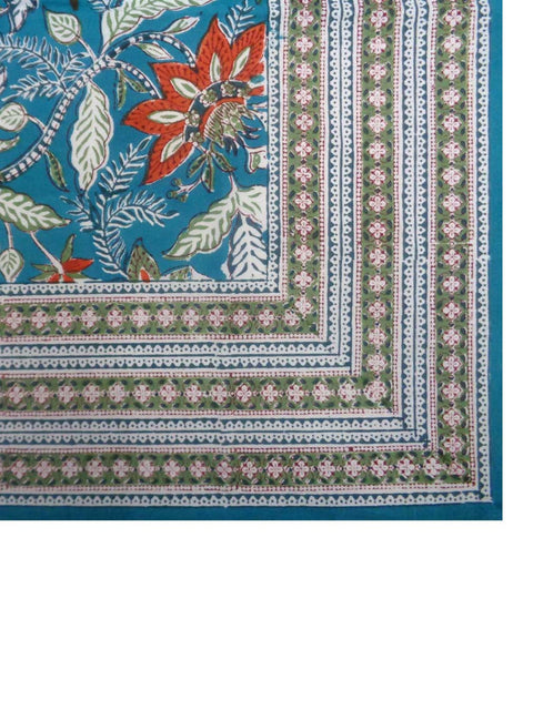 Teal Reverie Jaipuri Tablecloth