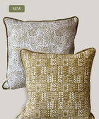 Zeenat Dual Pattern Linen Cushion Cover - House of Roya