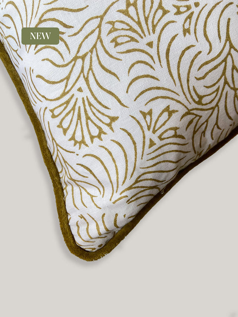 Zeenat Dual Pattern Linen Cushion Cover - House of Roya