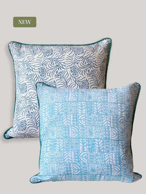 Zeenat Dual Pattern Linen Cushion Cover - House of Roya
