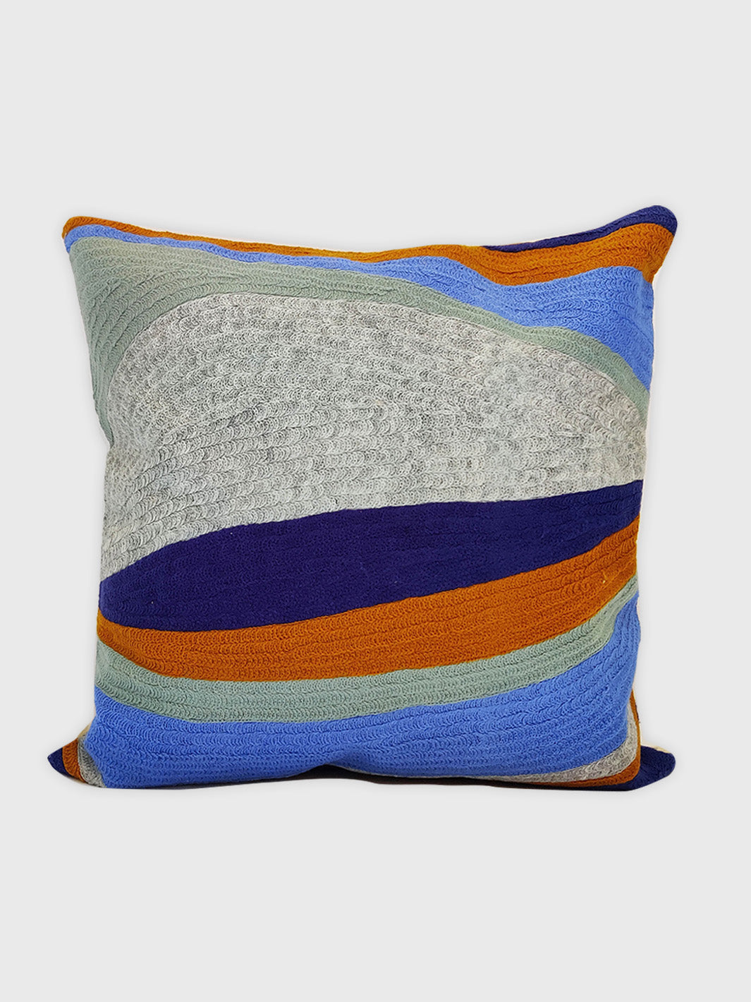 0215-Wave Aari Cushion Cover - Multicolour