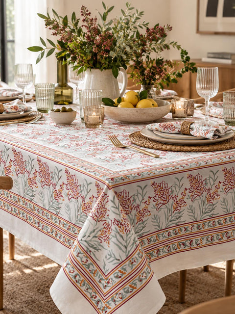Red Tango Lily Jaipuri Tablecloth