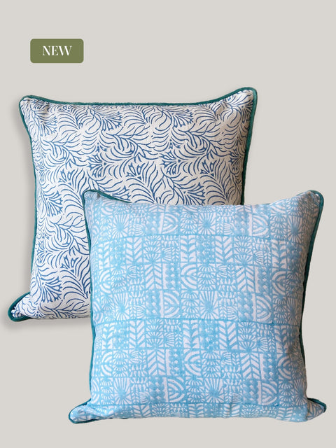 Zeenat Dual Pattern Linen Cushion Cover