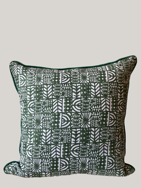 Zeenat Dual Pattern Linen Cushion Cover - House of Roya
