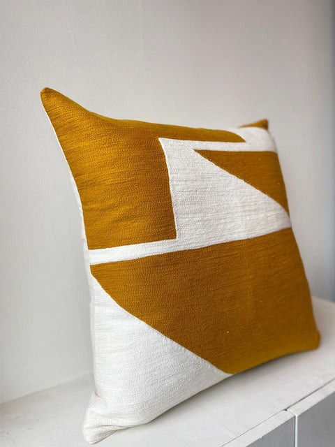 Zig Zag Aari Cushion Cover - Ochre