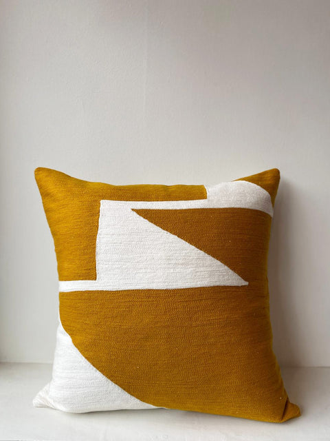 Zig Zag Aari Cushion Cover - Ochre